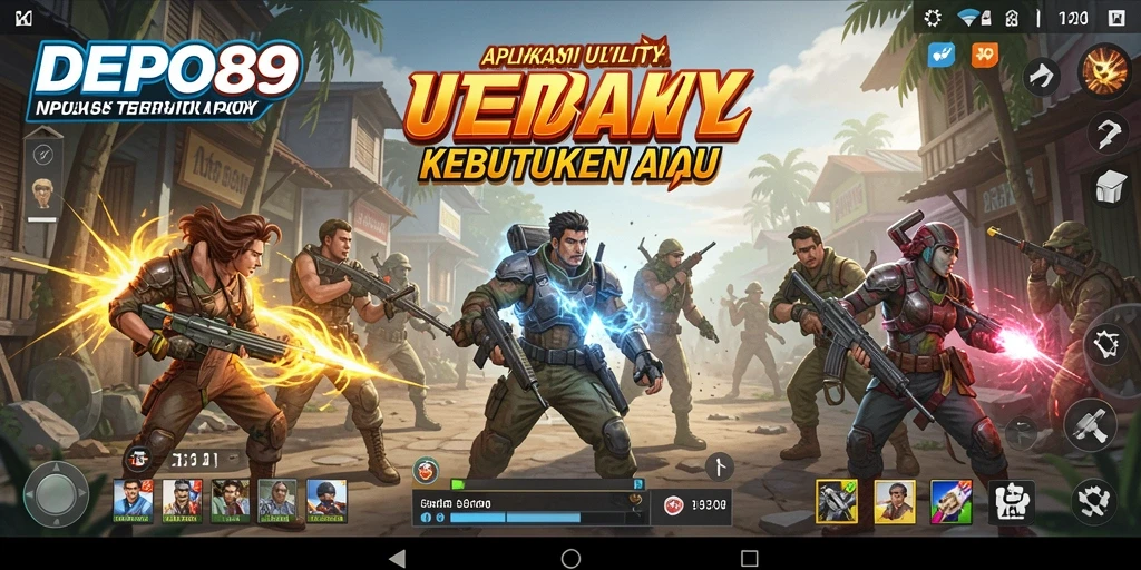 Tampilan utama aplikasi DEPO89 dengan fitur Utility yang lengkap.