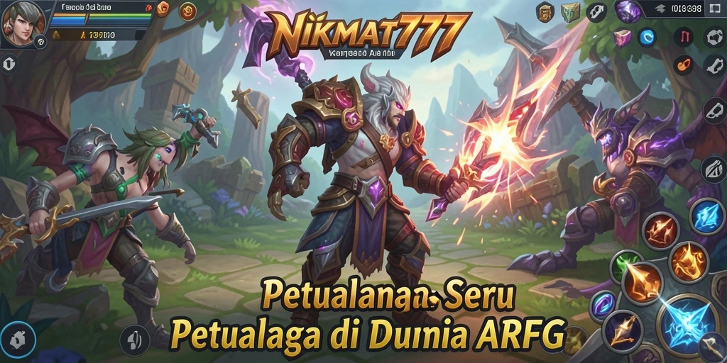 Screenshot gameplay ARPG NIKMAT777 yang menampilkan pertempuran seru.
