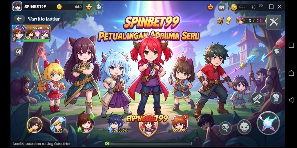 Tampilan gameplay SPINBET99 yang menampilkan karakter anime dalam aksi.