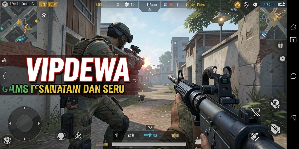 Tangkapan layar utama dari gameplay <strong>VIPDEWA</strong> menunjukkan aksi tembak-menembak yang seru.